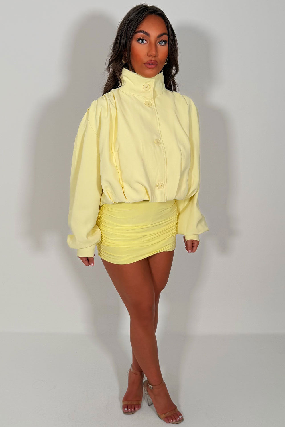 Bomber jacket With Funnel Neck Yellow