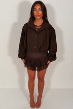 Bomber jacket With Funnel Neck Brown