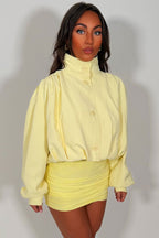 Bomber jacket With Funnel Neck Yellow