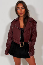 Faux Leather Jacket Burgundy