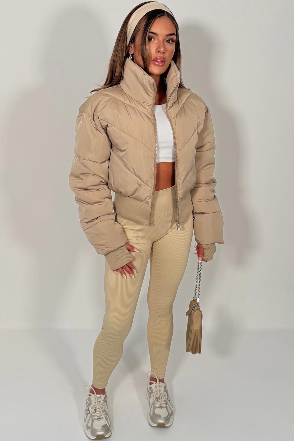 Cropped Puffer Jacket Mocha