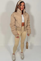 Cropped Puffer Jacket Mocha