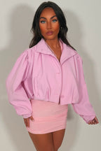 Bomber jacket With Funnel Neck Pink