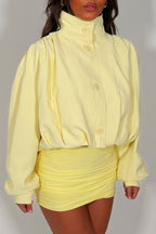 Bomber jacket With Funnel Neck Yellow