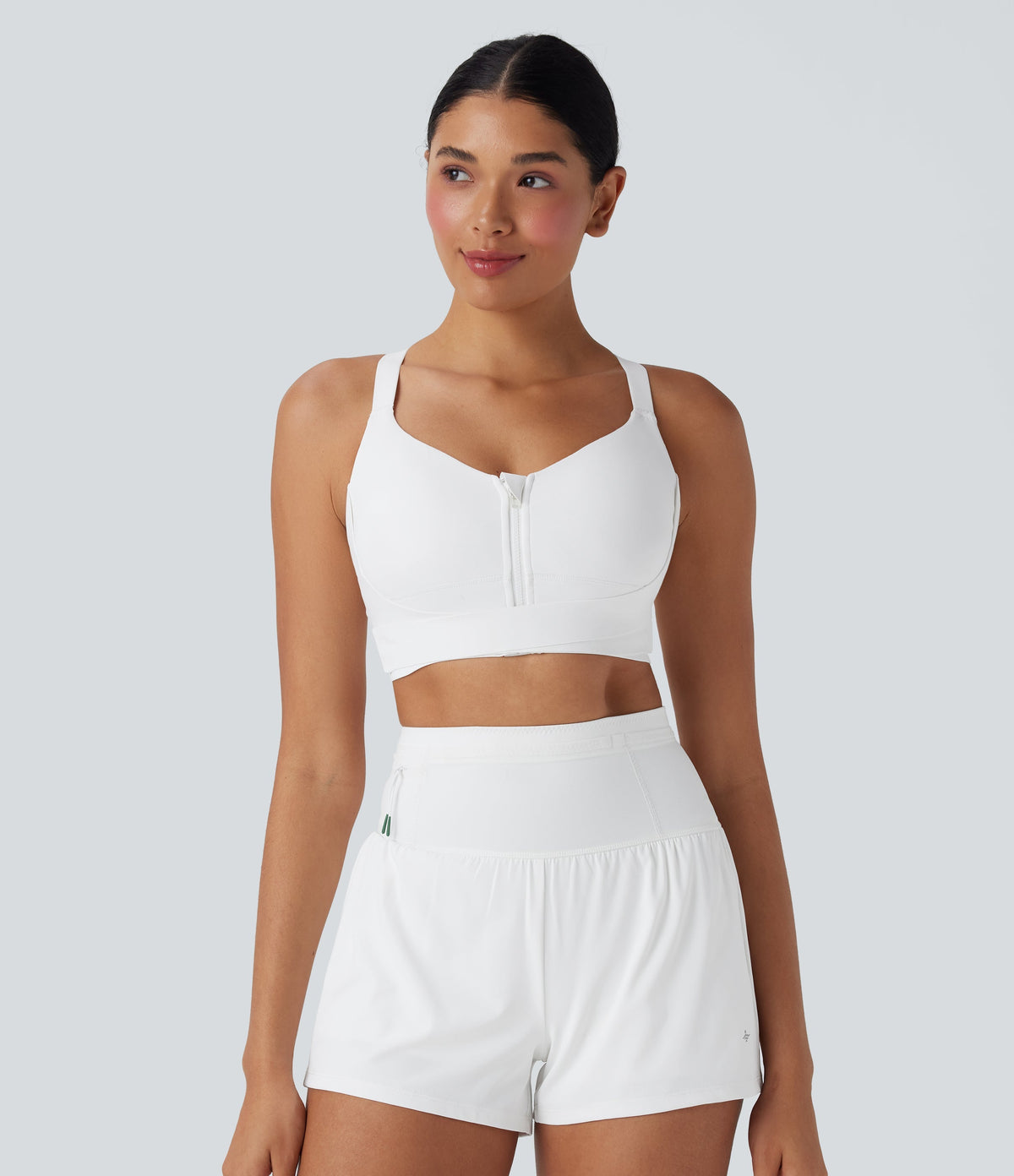 SpeedWaveTM Medium Support Push Up Zipper Adjustable Buckle Quick Dry Running Sports Bra