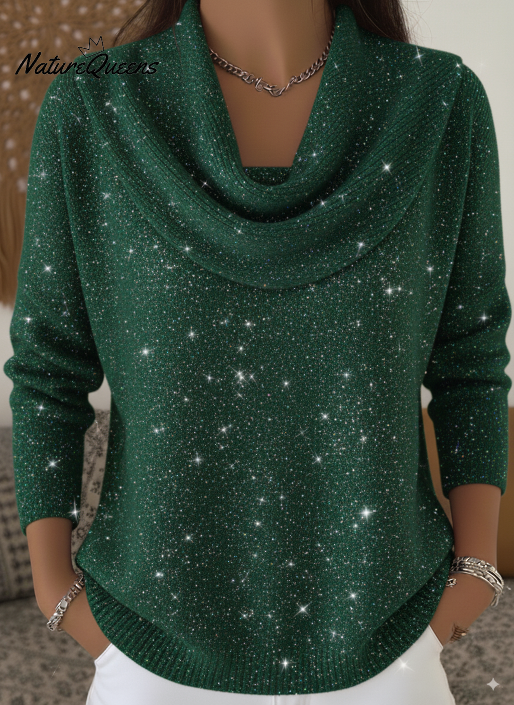 Women's Elegant Solid Color Loose Shiny Sweater