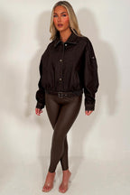 Denim Bomber Jacket Brown