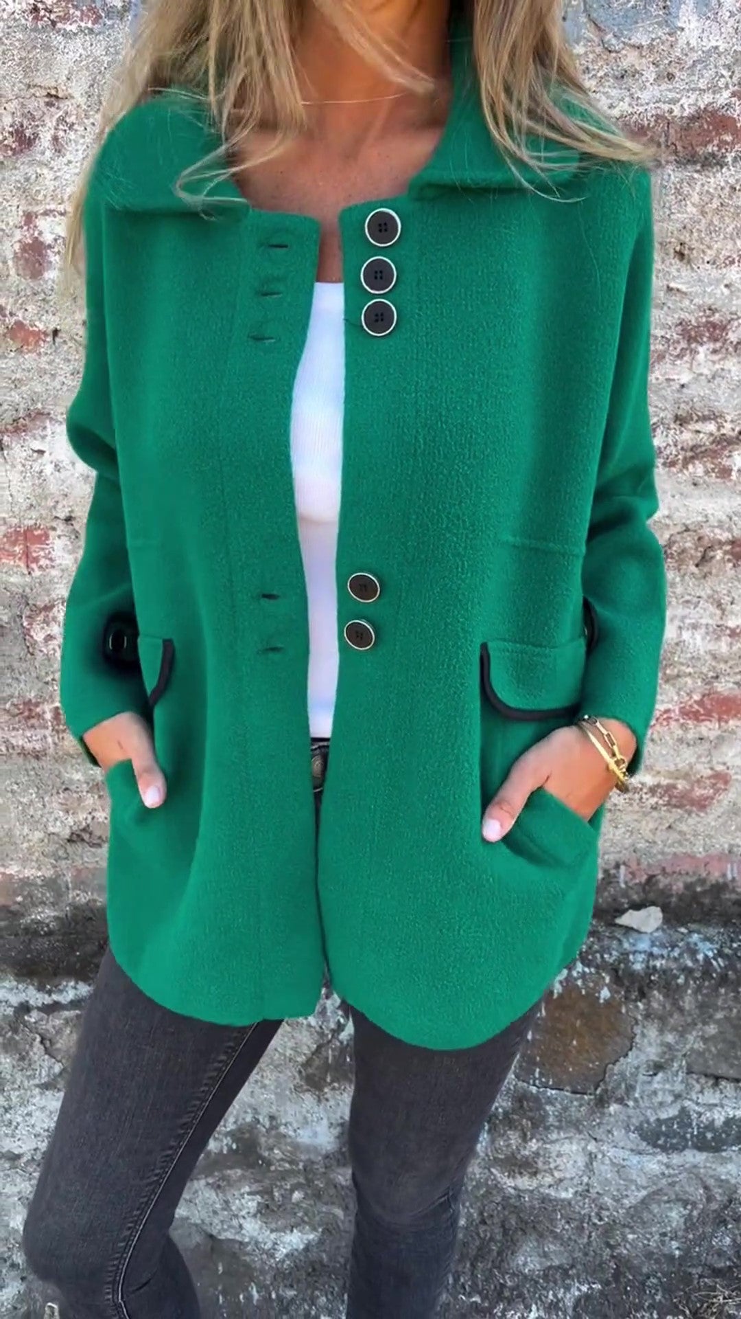 CLEARANCE SALE🔥 Women's Casual Wool Lapel Button Coat