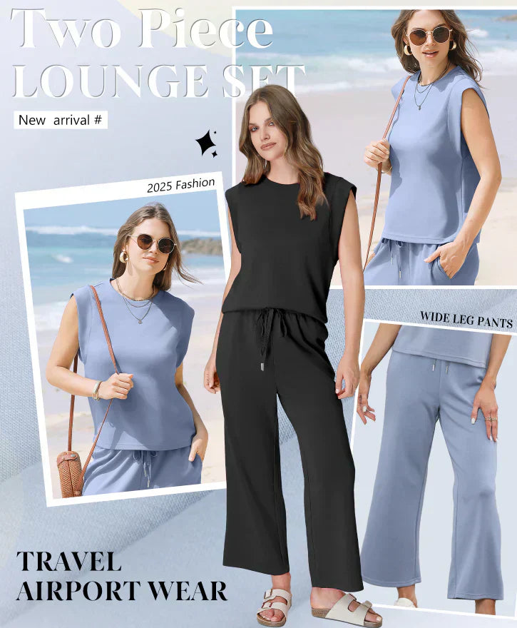 2025 New Women's  Sleeveless Top & Wide-Leg Pants 2-Piece Set