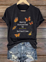 🔥Buy 3 Get 15% Off🔥Women'sEasily Distracted By Monarch Butterflies Printed T-Shirts