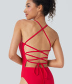 Lace Up One Piece Swimsuit