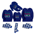 Christmas Family Matching Pajamas-Navy & White Plaid Pjs Set with "Family Christmas 2025" and Santa Pattern Print