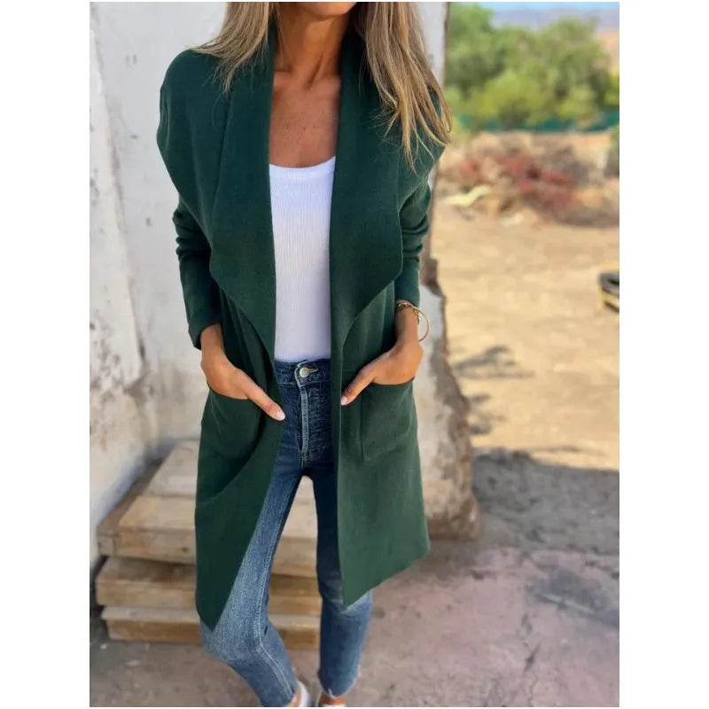 🔥Only 36 left in stock-Lapel Collar Casual Long-Sleeved Open-Front Sweater