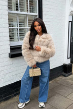 Beige Faux Fur Bubble Coat