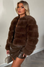 Brown Faux Fur Bubble Coat