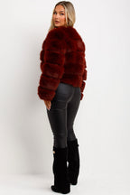 Faux Fur Bubble Coat Burgundy