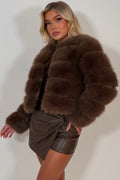 Brown Faux Fur Bubble Coat