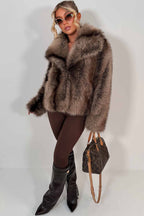 Faux Fur Coat Tan Colourway
