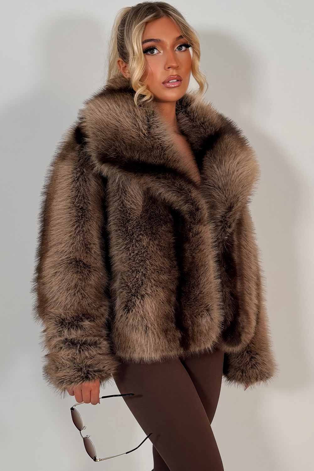 Faux Fur Coat Tan Colourway