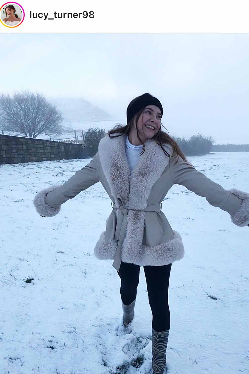 Faux Leather Faux Fur Belted Jacket Cream