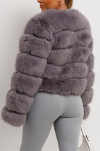 Faux Fur Bubble Coat Grey
