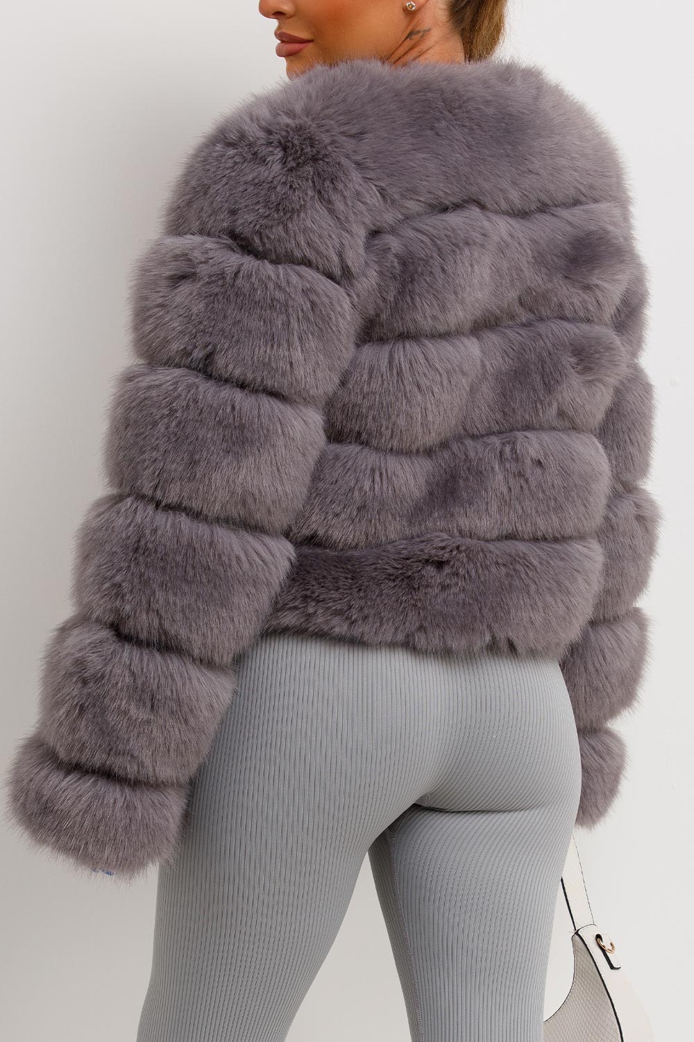 Faux Fur Bubble Coat Grey