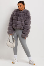 Faux Fur Bubble Coat Grey