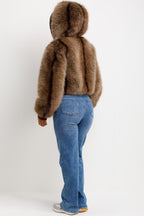 Fur Coat With Hood Brown