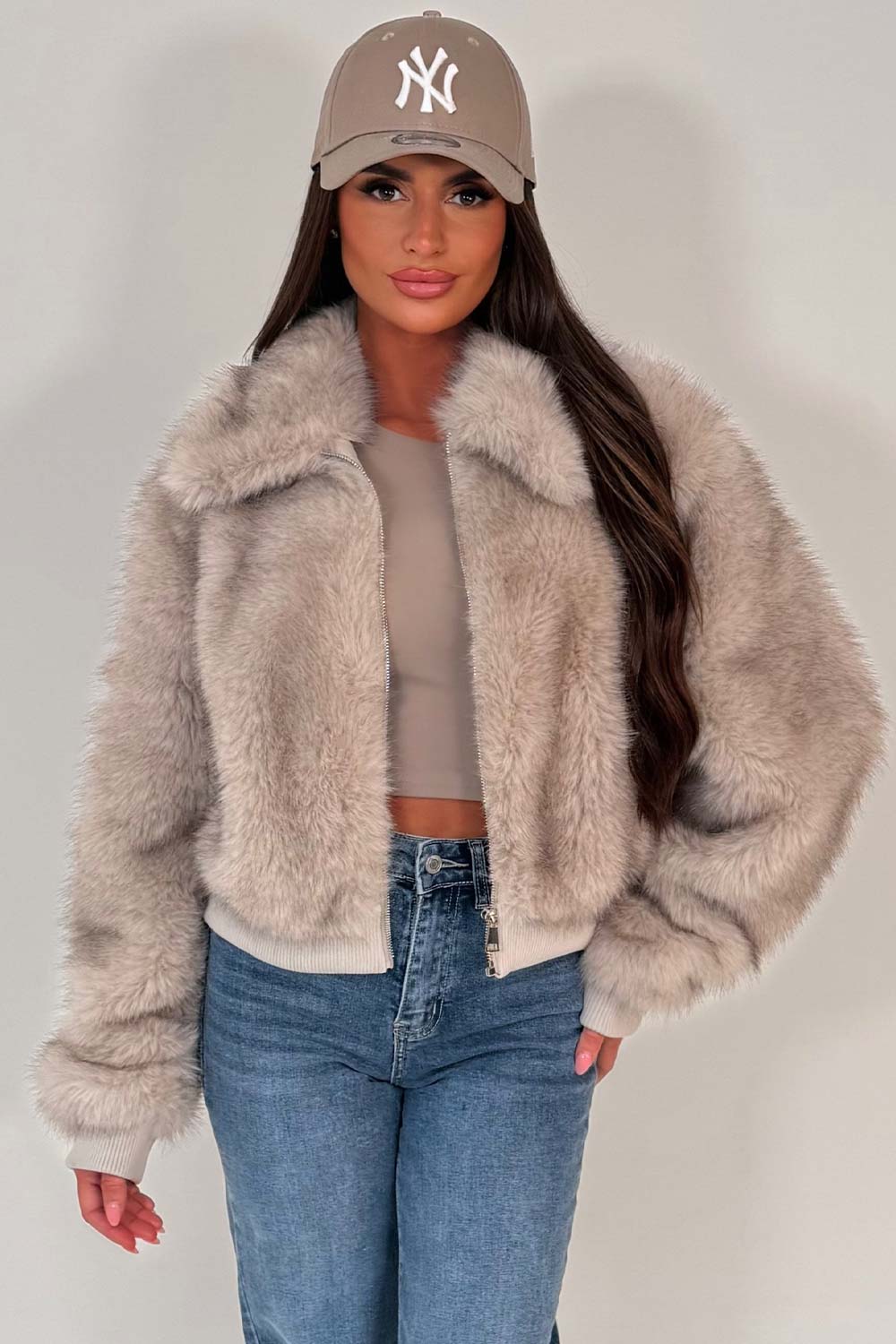 Faux Fur Jacket Beige