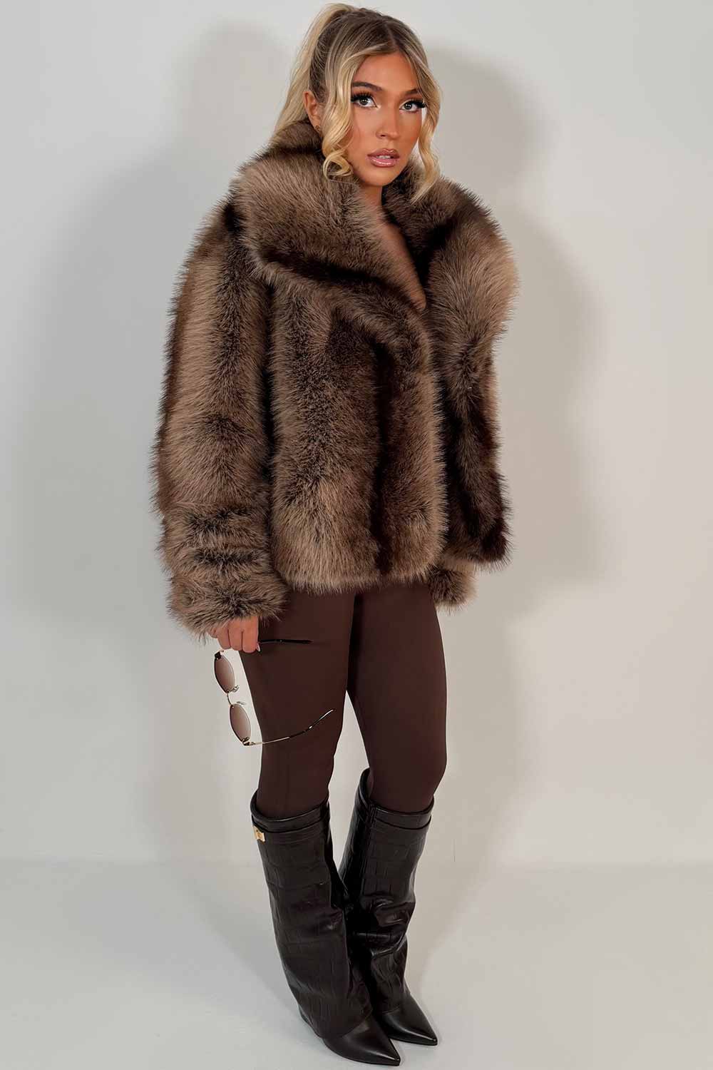 Faux Fur Coat Tan Colourway