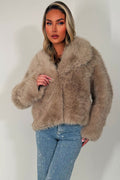 Faux Fur Jacket Collared Beige