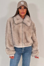 Faux Fur Jacket Beige