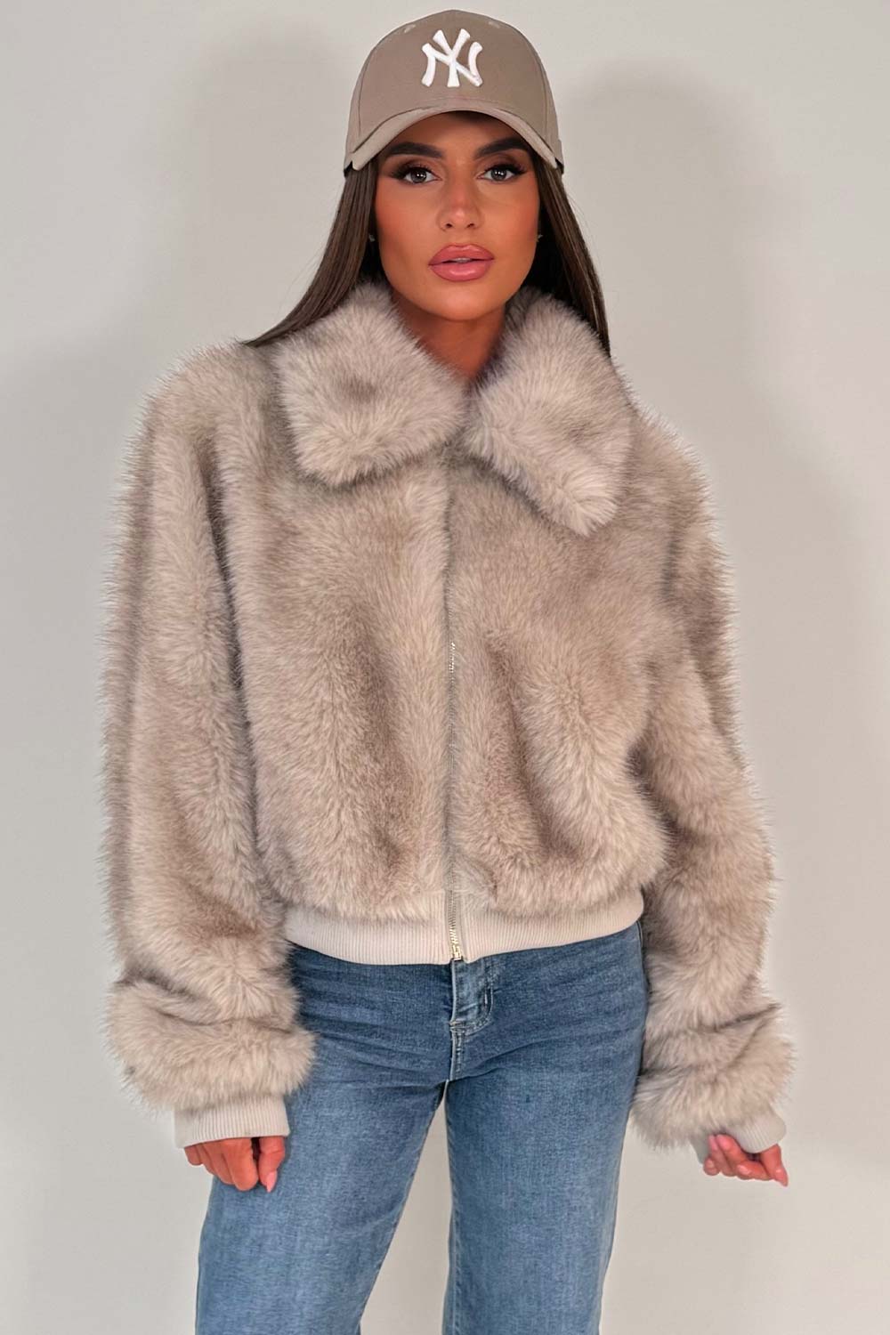 Faux Fur Jacket Beige