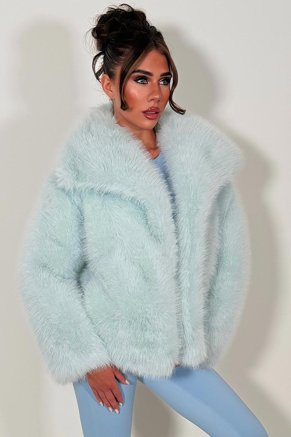 Faux Fur Jacket Baby Blue