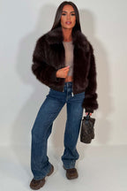 Faux Fur Jacket Brown