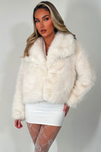 Faux Fur Jacket Collared White