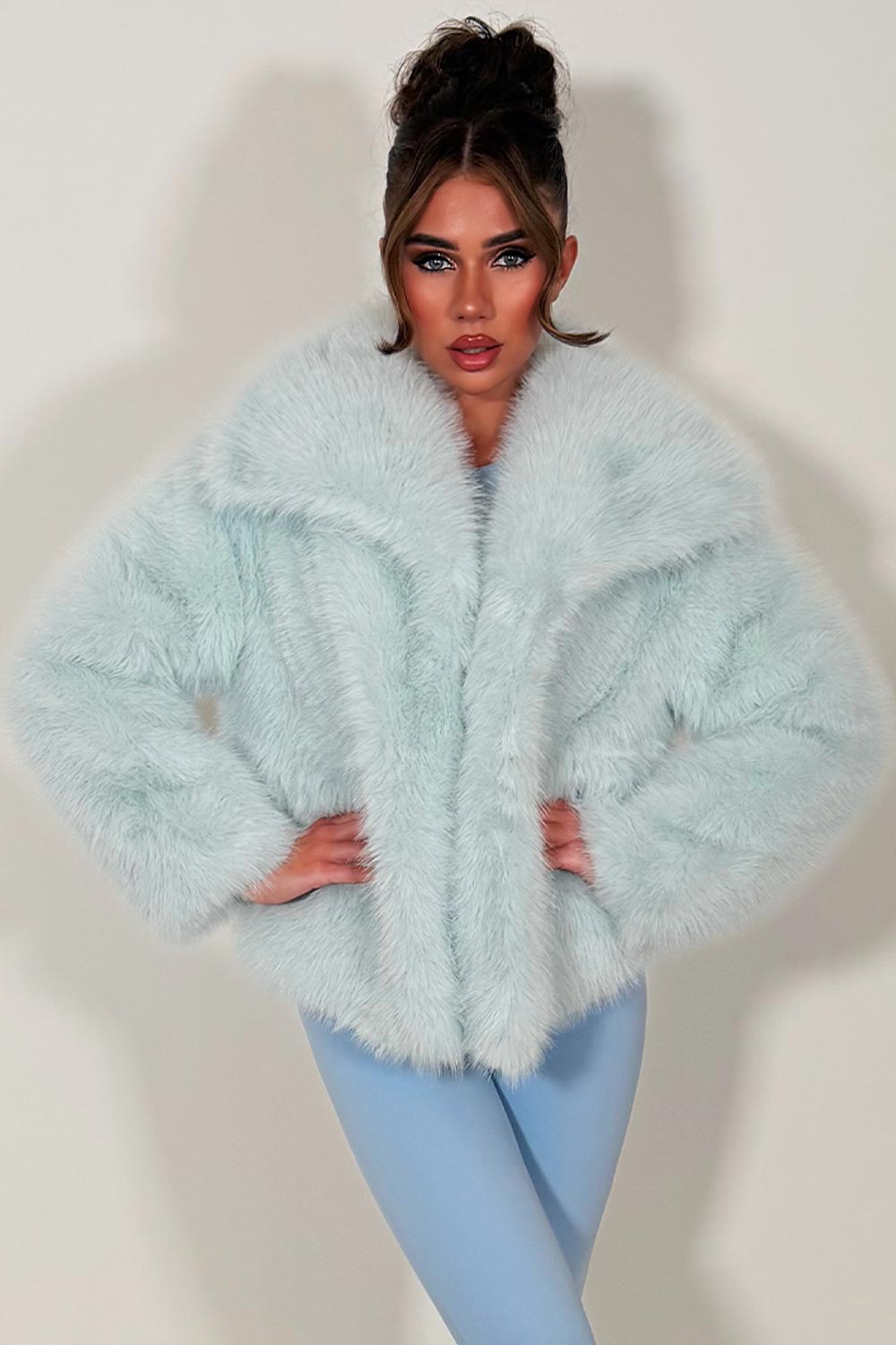 Faux Fur Jacket Baby Blue
