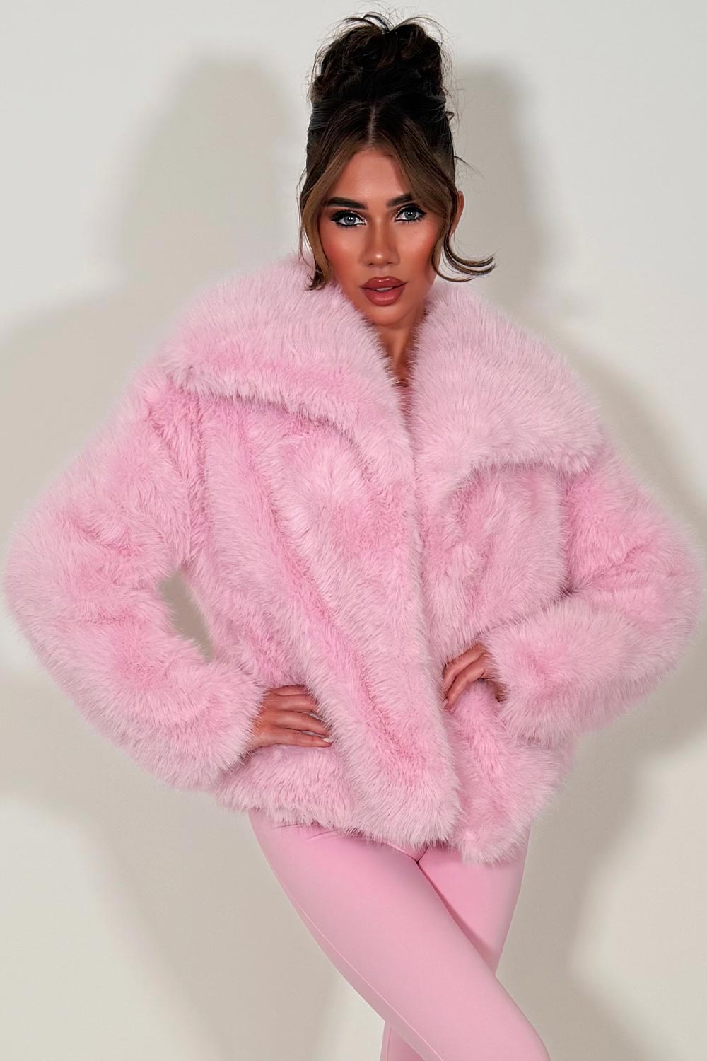 Faux Fur Jacket Baby PInk