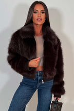 Faux Fur Jacket Brown