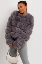 Faux Fur Bubble Coat Grey