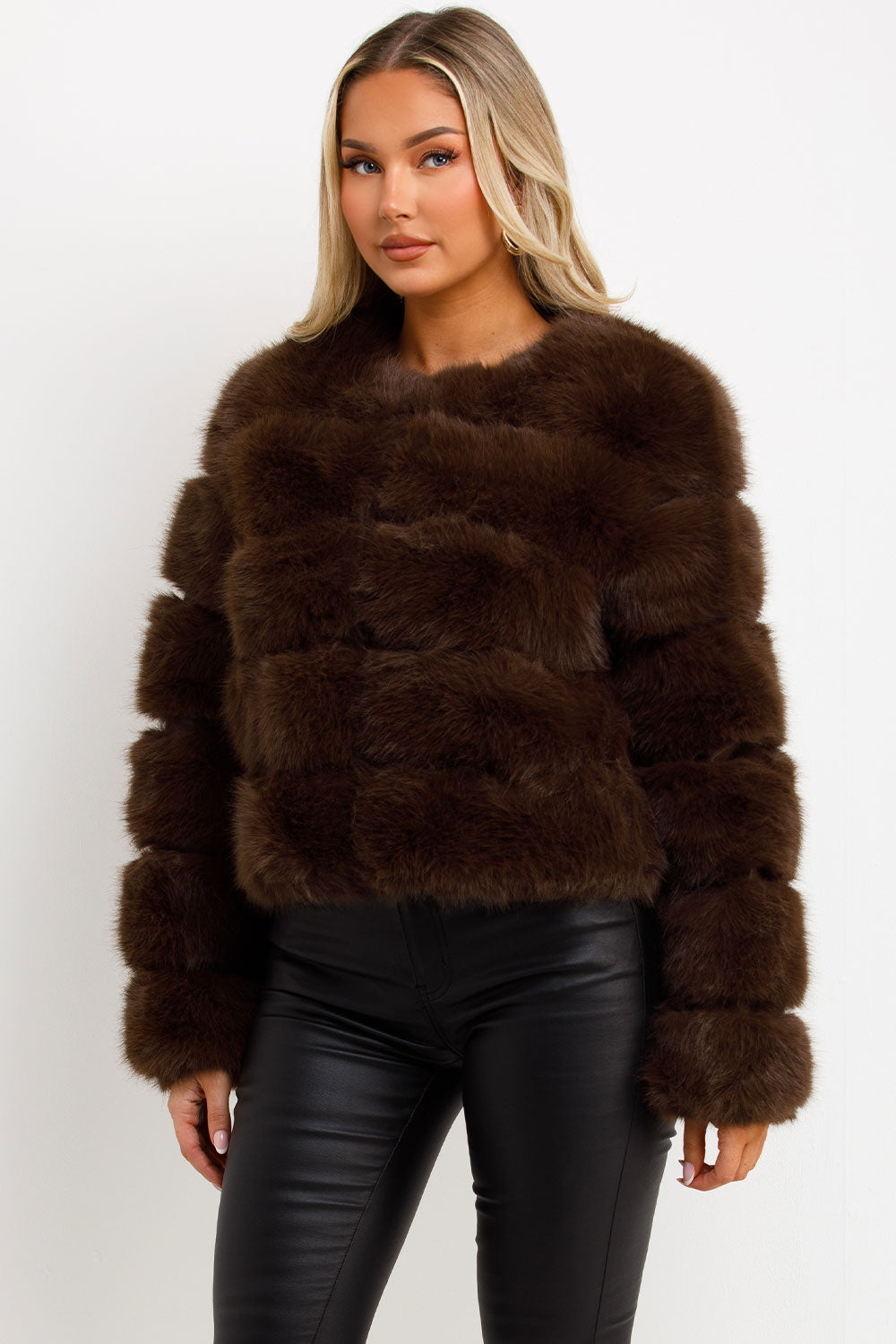 Brown Faux Fur Bubble Coat