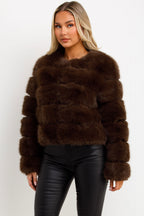 Brown Faux Fur Bubble Coat