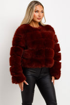 Faux Fur Bubble Coat Burgundy