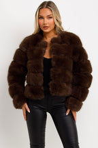 Brown Faux Fur Bubble Coat