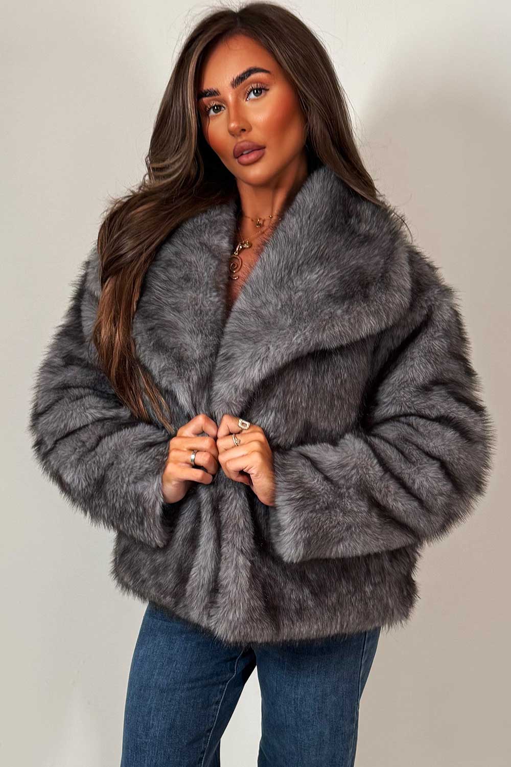 Faux Fur Jacket Grey