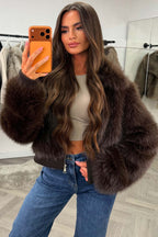 Faux Fur Jacket Brown