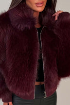 Faux Fur Jacket Burgundy
