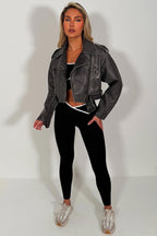 Faux Leather Jacket Grey