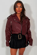 Faux Leather Jacket Burgundy