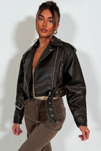 Brown Faux Leather Jacket